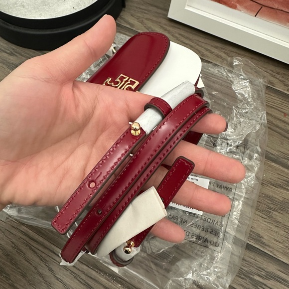 NWT tory burch britten smooth mini top handle red crossbody - Picture 8 of 11